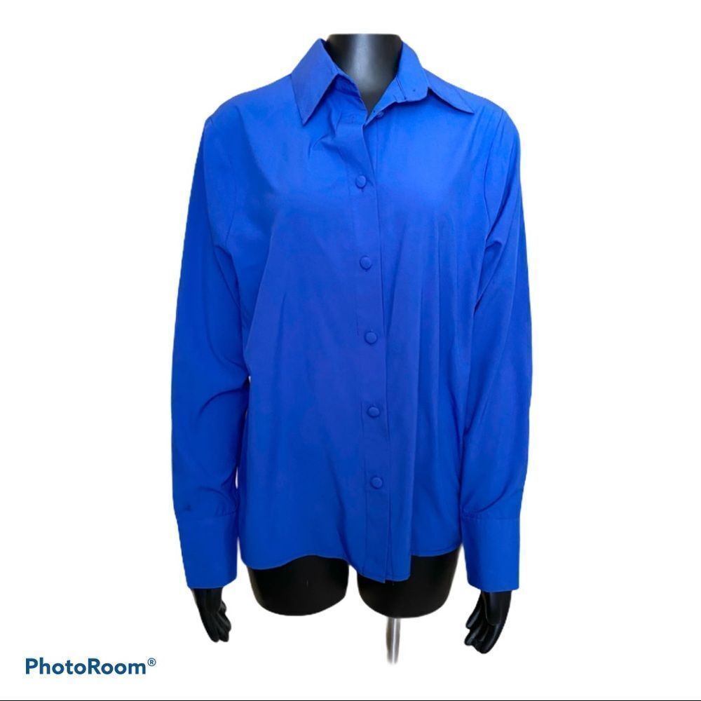 NEW Rich Fashion Women Blue Button Down shirt 10